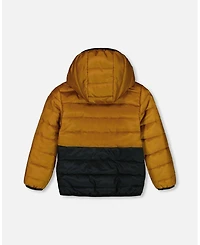 Deux par Toddler Boys Colorblock Quilted Mid-Season Jacket Brown And Black - Toddler|Child