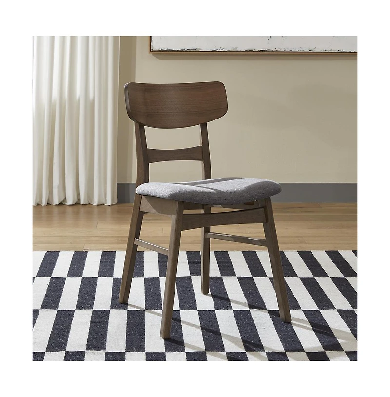 Panel Back Side Chair- Grey (Rta)- Set of 2 Contemporary Brown