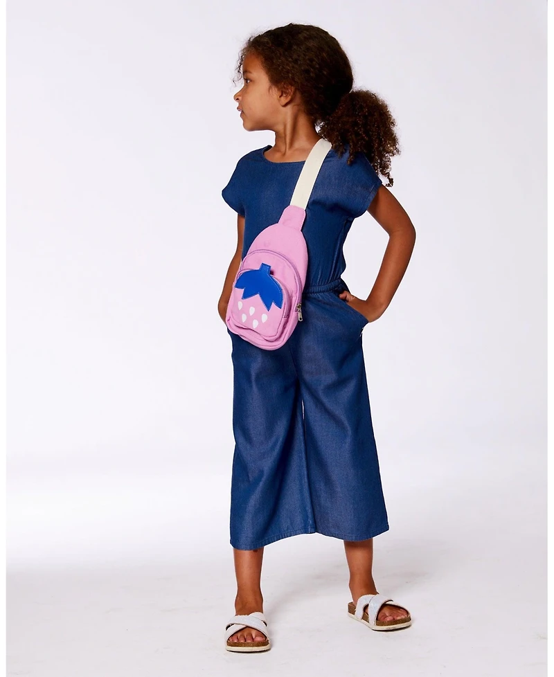 Deux par Deux Toddler Girls Chambray Jumpsuit Navy Blue - Toddler|Child