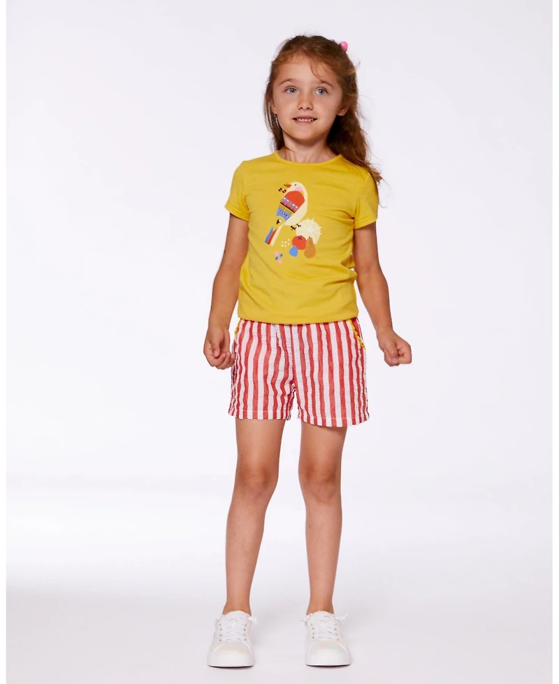Deux par Deux Toddler Girls Organic Cotton Tee Yellow And Birds - Toddler|Child