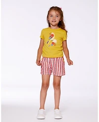 Deux par Deux Toddler Girls Organic Cotton Tee Yellow And Birds - Toddler|Child