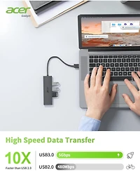 acer Usb Hub, 4 Ports Multiple Usb 3.0 Hub, Usb Data Hub for Laptop with Usb C Power Port, Usb Extender for A Port Laptop, Windows, Linux, acer Pc, an