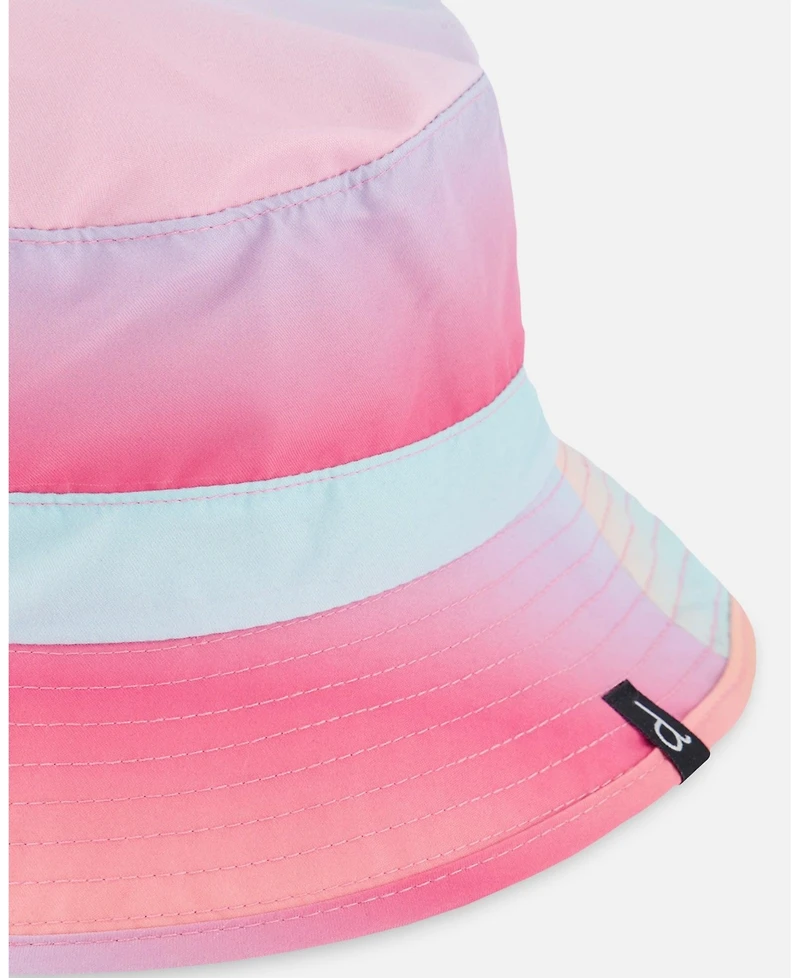 Deux par Deux Baby Girls Printed Beach Sun Hat Pink, Orange, And Turquoise