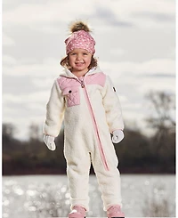 Deux par Deux Baby Girls One-Piece Sherpa Mid-Season Outerwear Off-White And Pale Pink