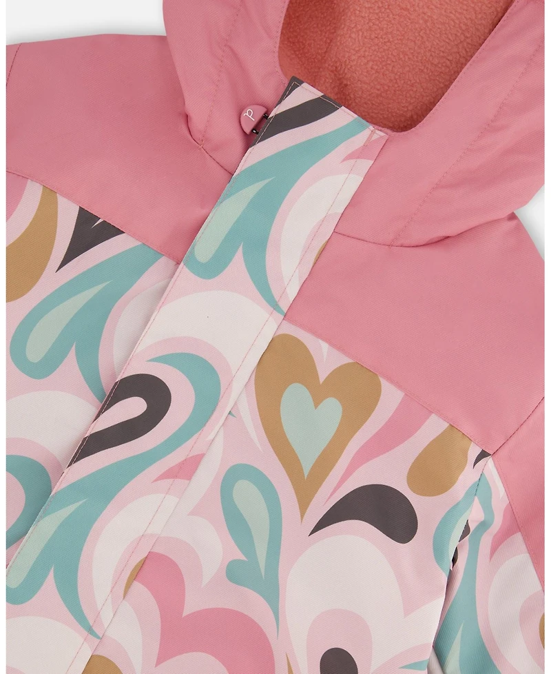 Deux par Kids Unisex Printed Mid-Season One-Piece Outerwear Light Pink With Hearts - Toddler|Child