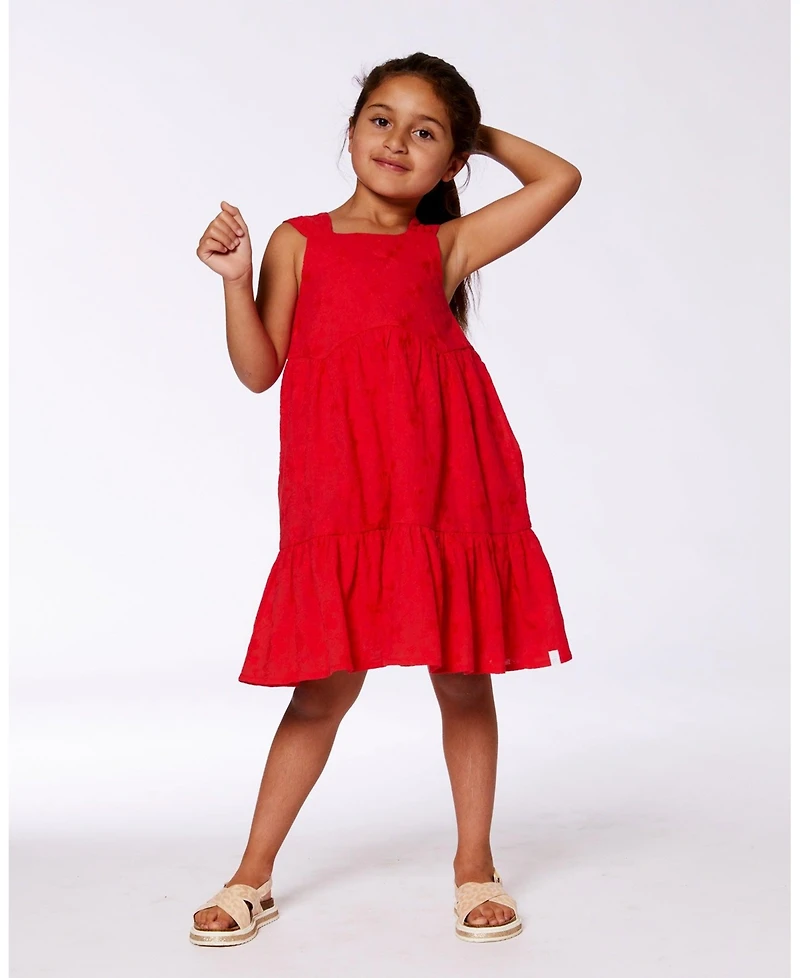 Deux par Deux Big Girls Multi-Tiered Eyelet Dress Red