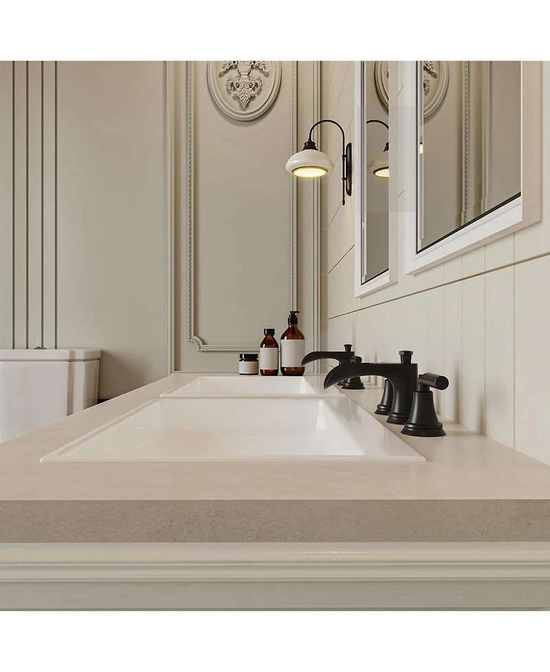 8 in. Widespread Double-Handle 3-Hole Waterfall Bathroom Faucet Water-Saving with Metal Drain in Brushed Gold