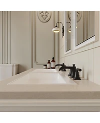 8 in. Widespread Double-Handle 3-Hole Waterfall Bathroom Faucet Water-Saving with Metal Drain in Brushed Gold