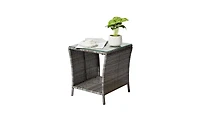 Outdoor Patio Wicker Side Table Stylish and Durable Table for Garden, Deck, or Patio Use