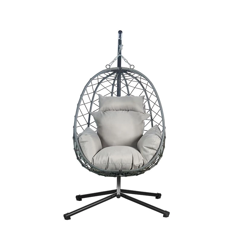 Single Person Egg Swing Chair in Grey Steel Frame With Removable Cushions