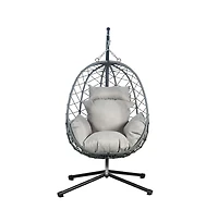 Single Person Egg Swing Chair in Grey Steel Frame With Removable Cushions