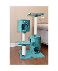 Armarkat Real Wood Cat Tree Condo House With 2 Private Condos 43" Green A4301