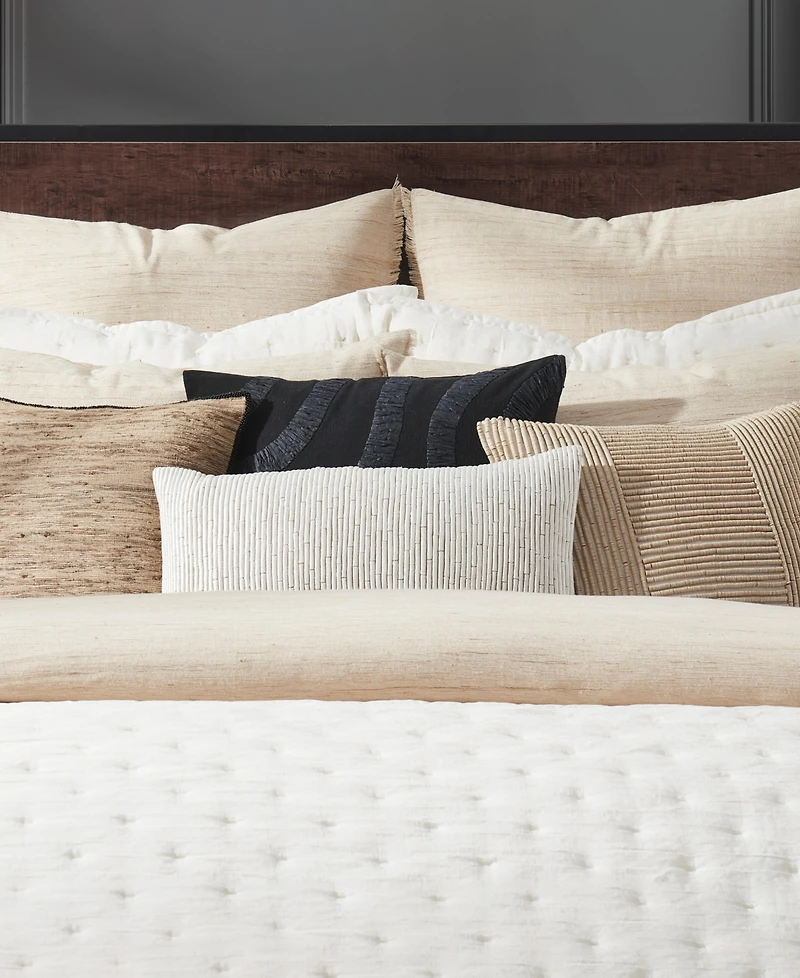 Donna Karan Home Embroidered Block Decorative Pillow, 11" x 22"