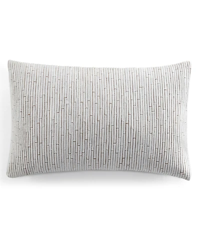 Donna Karan Home Embroidered Block Decorative Pillow, 11" x 22"