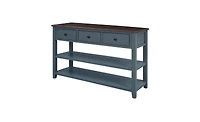 Retro Console Table with Two Open Shelves for Entryway, Living Room or Hallway Decor