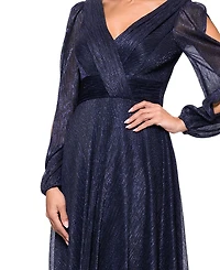 Betsy & Adam Women's Metallic Crinkled Gown