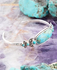 Barse Emile Blue Turquoise Sterling Silver Oval Cuff Bracelet