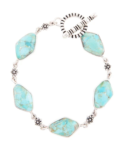 Barse Blue Turquoise and Sterling Kite Linked Bracelet