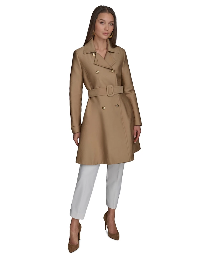 Donna Karan New York Women's Double-Breasted Skirted Trench Coat