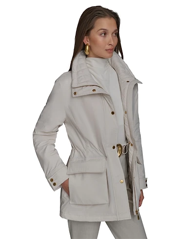 Donna Karan New York Women's Stand-Collar Cinched-Waist Coat