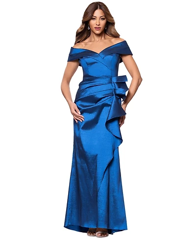 Xscape Women's Taffeta Off-The-Shoulder Sweetheart Gown
