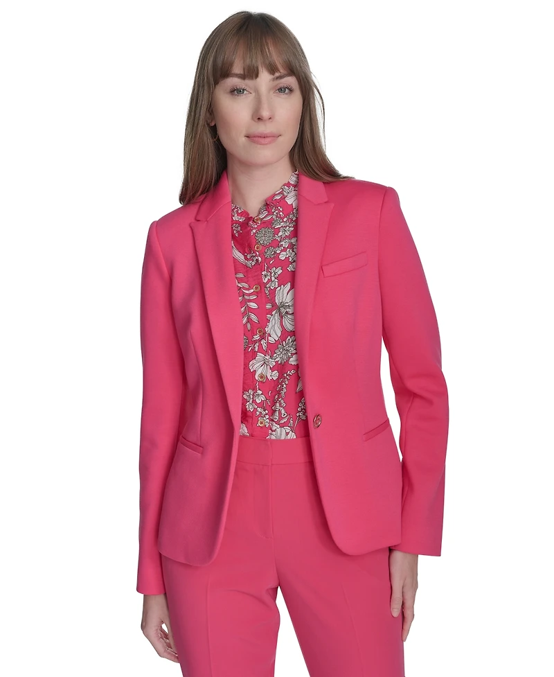 Tommy Hilfiger Women's Scuba Peak-Lapel Long-Sleeve Blazer