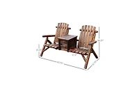 Wooden Chair Loveseat with Inset Ice Bucket Garden chairs/courtyard chairs