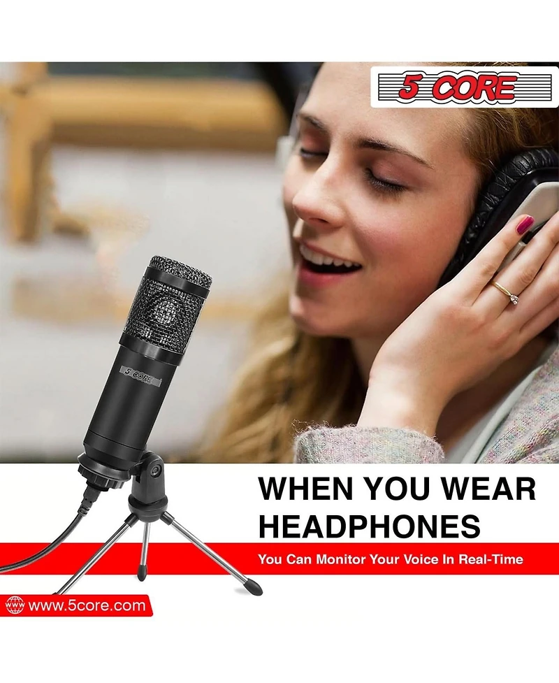 5 Core Podcast Equipment Bundle All in One Podcast Kit w Condenser Microphone Perfect for Recording Broadcasting Live Streaming - Rm 4 B