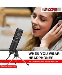 5 Core Podcast Equipment Bundle All in One Podcast Kit w Condenser Microphone Perfect for Recording Broadcasting Live Streaming - Rm 4 B