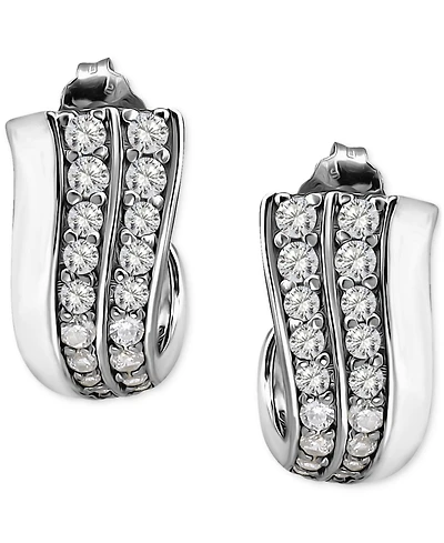 Giani Bernini Pave Cubic Zirconia J Hoop Earrings (7/8 ct. t.w.) in 18k Gold Over Sterling Silver, Exclusively at Macy's