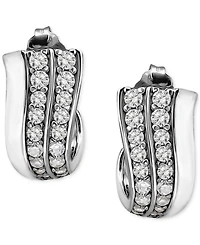 Giani Bernini Pave Cubic Zirconia J Hoop Earrings (7/8 ct. t.w.) in 18k Gold Over Sterling Silver, Exclusively at Macy's
