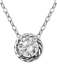 Giani Bernini (1 1/4 cttw) 6MM Round Cubic Zirconia with Polished Rope Style Border Necklace. 16" + 2" Extender. 18KT Gold over Sterling Silver. Creat
