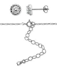 Giani Bernini 2-Pc. Set Cubic Zirconia (2-7/8 ct. t.w.) Infinity Rope Frontal Necklace & Round Rope Border Stud Earrings in 18k Gold Over Sterling Sil