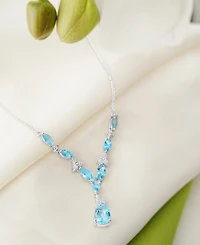 Blue Topaz (8 ct. t.w.) & Diamond (1/10 ct. t.w.) 17" Lariat Necklace in Sterling Silver