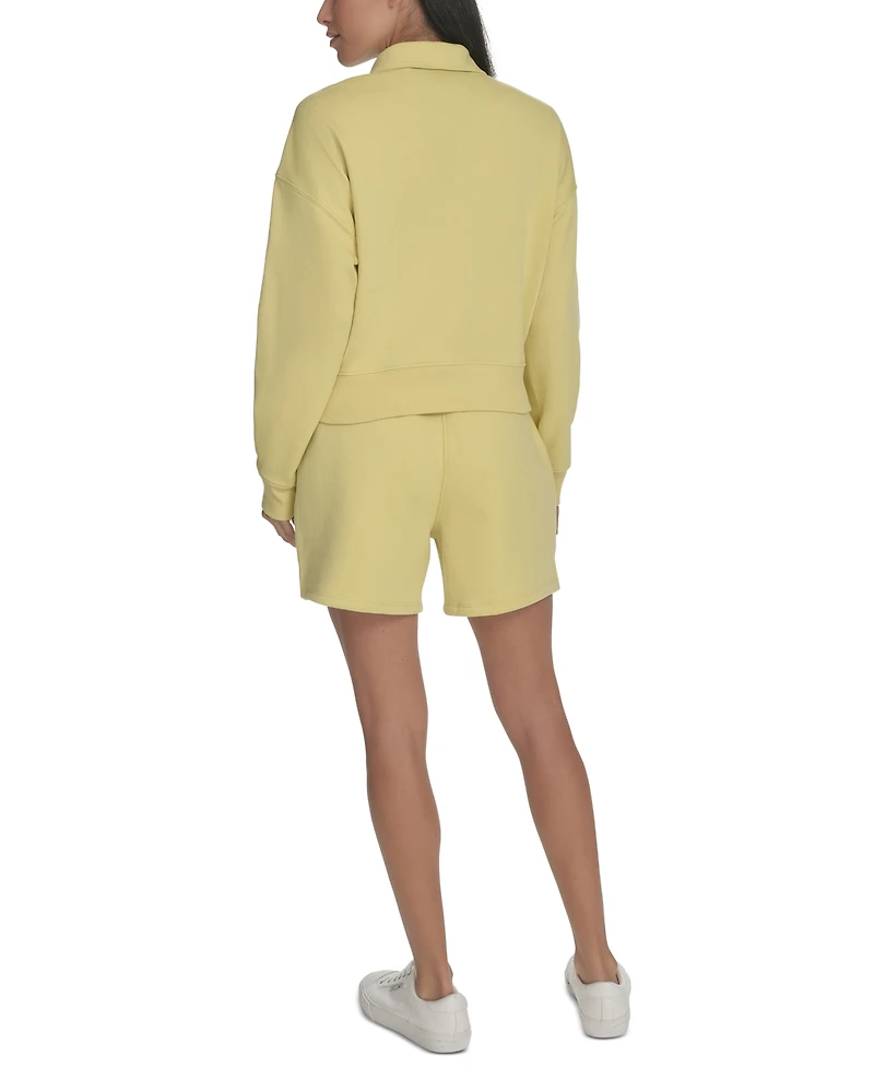 Calvin Klein Women's French Terry Collared Half-Zip Pullover Top