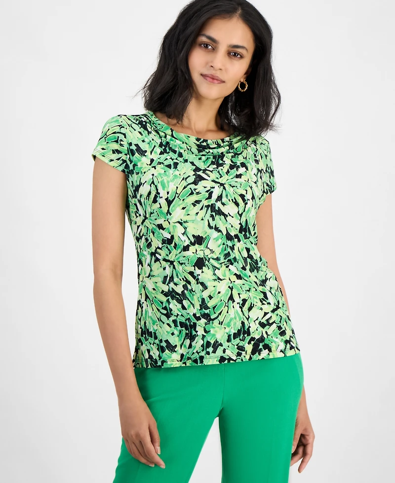 Kasper Women's Cowl Neck Cap Sleeve Top, Regular & Petite