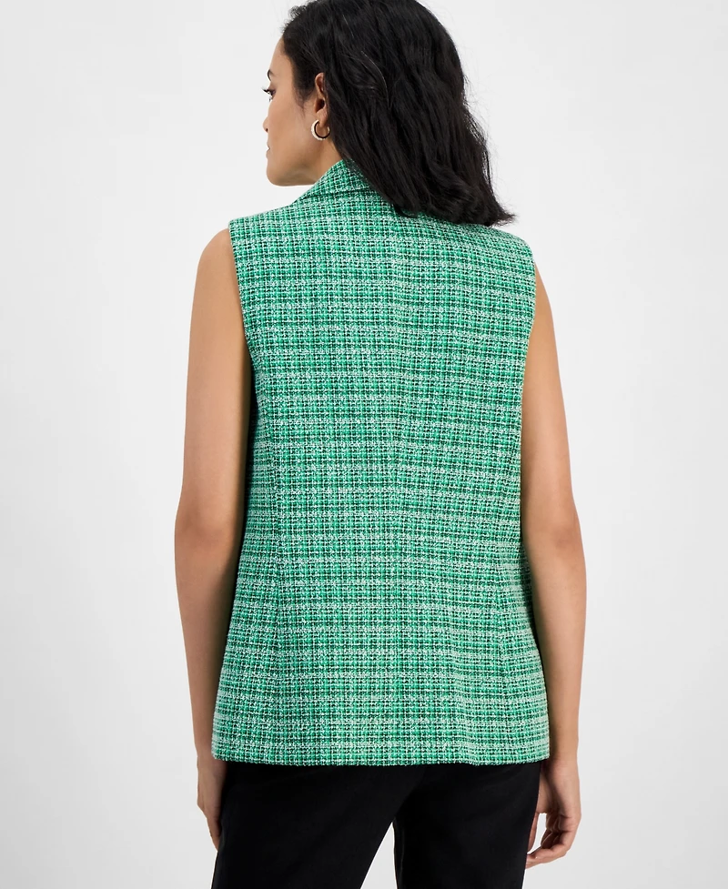 Kasper Women's Tweed Open-Front Notch-Collar Vest