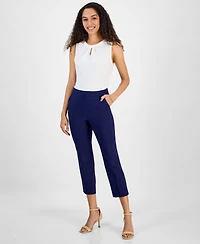 Kasper Women's Stretch Twill Cropped Straight Pull-On Pants