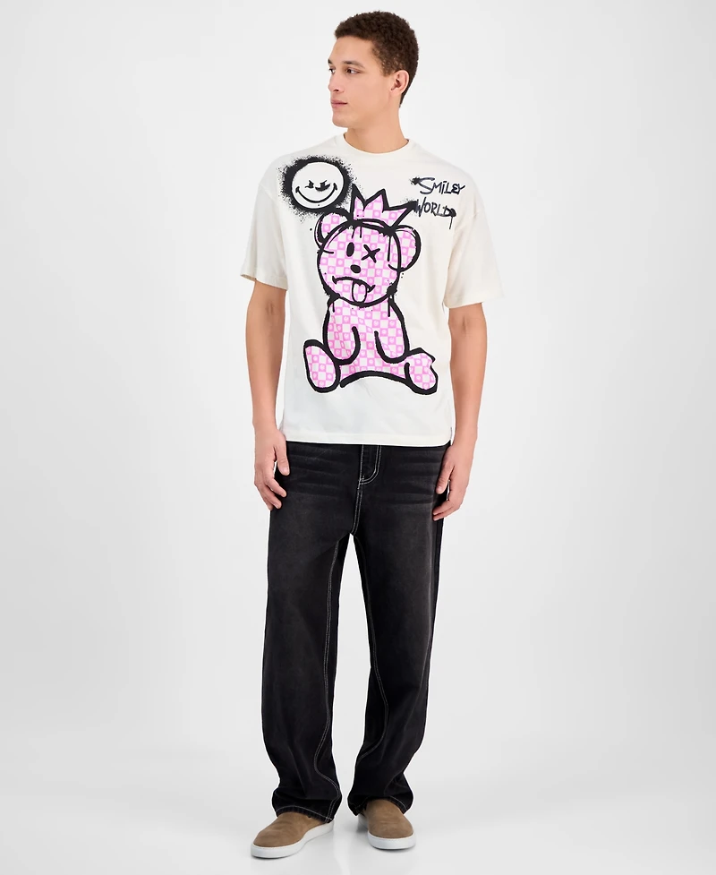 SmileyWorld Men's Pink Bear Regular-Fit Graphic T-Shirt