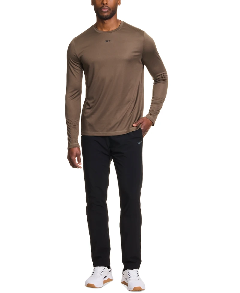 Reebok Men's Tech Long Sleeve Crewneck Logo T-Shirt