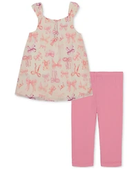 Kids Headquarters Baby Girls 2-Pc. Bow-Print Tunic & Capri Leggings Set