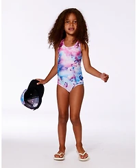Deux par Girl Printed One-Piece Swimsuit Butterflies On Multicolored Background - Toddler|Child
