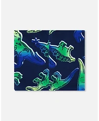 Deux par Deux Boy Printed Neck Tube Blue And Green Dino On Navy - Toddler|Child