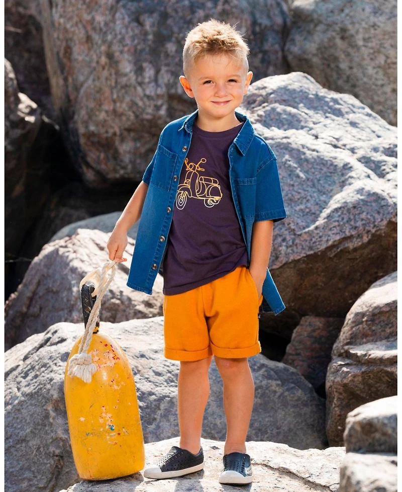 Deux par Deux Baby Boys French Terry Short Vibrant Orange