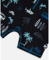 Deux par Deux Boys Printed Long Sleeve Rashguard Light Blue Beach On Black