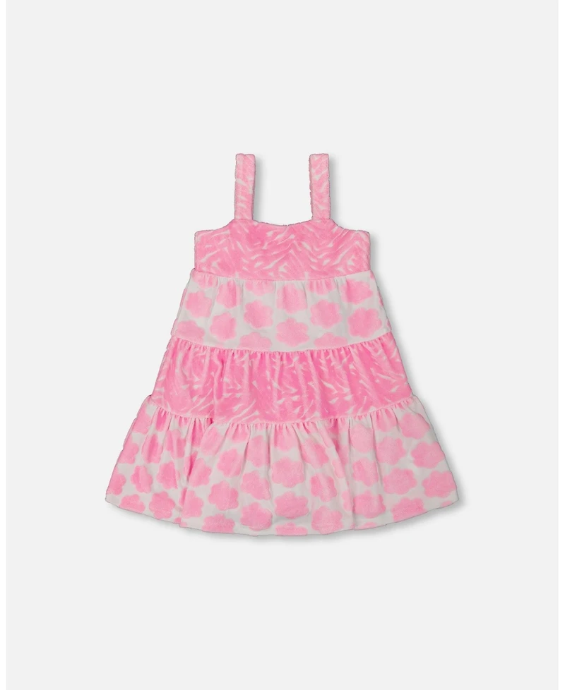 Deux par Deux Toddler Girls Printed Terry Beach Dress Pink And White - Toddler|Child