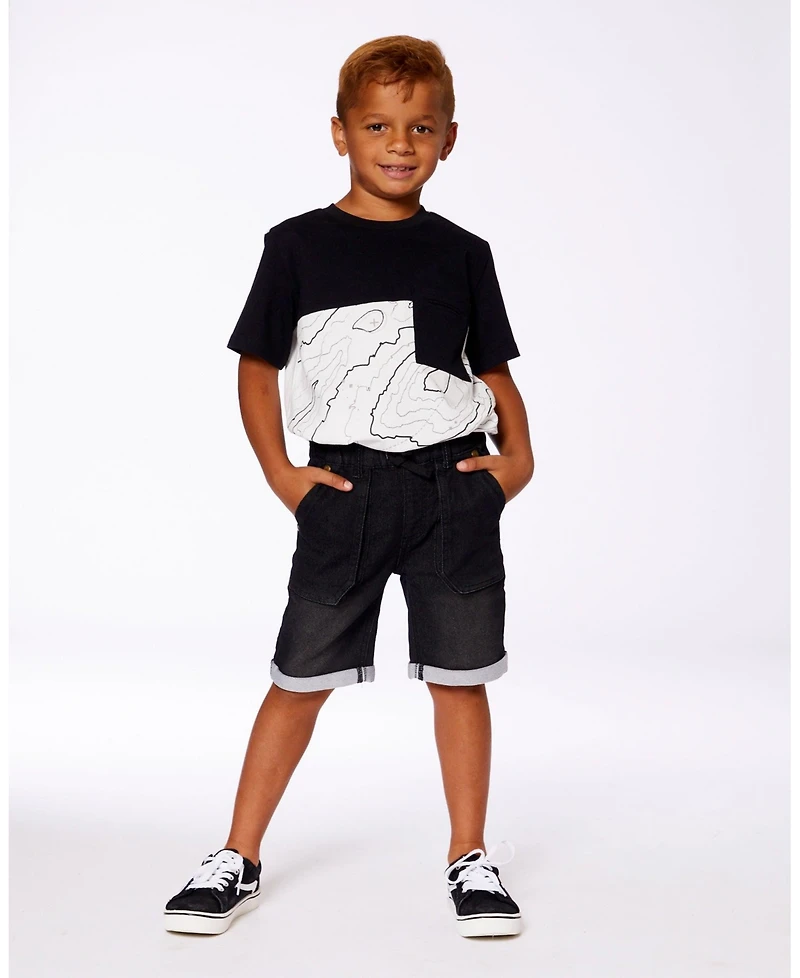 Deux par Baby Boys French Terry Denim Short Black Jeans