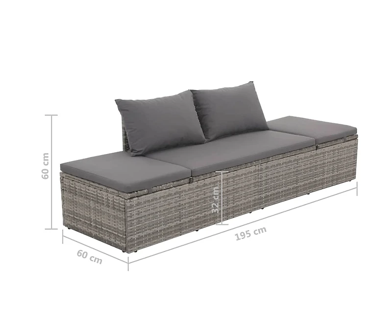 Patio Bed Gray 76.8"x23.6" Poly Rattan