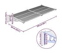 Door Canopy Gray and Transparent 94.1"x35.4" Polycarbonate
