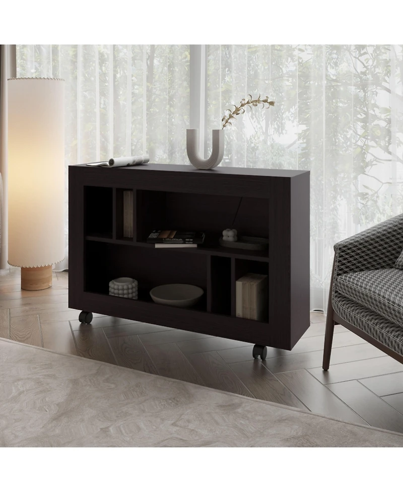 Fm Furniture Cowlic Console Table in Melamine with Open Storage, Wengue